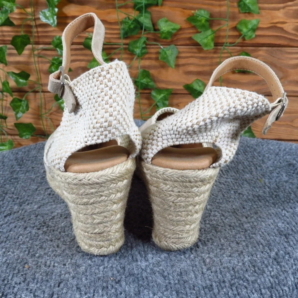 Paseart Women Espadrille Wedge Sandals Size 41 Summer Vacation Beige Suede
